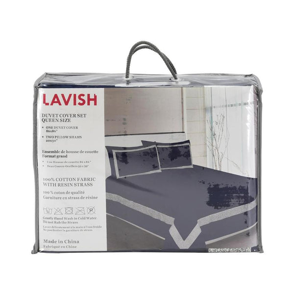 Auriel Blue Duvet Cover Set with crystals KING