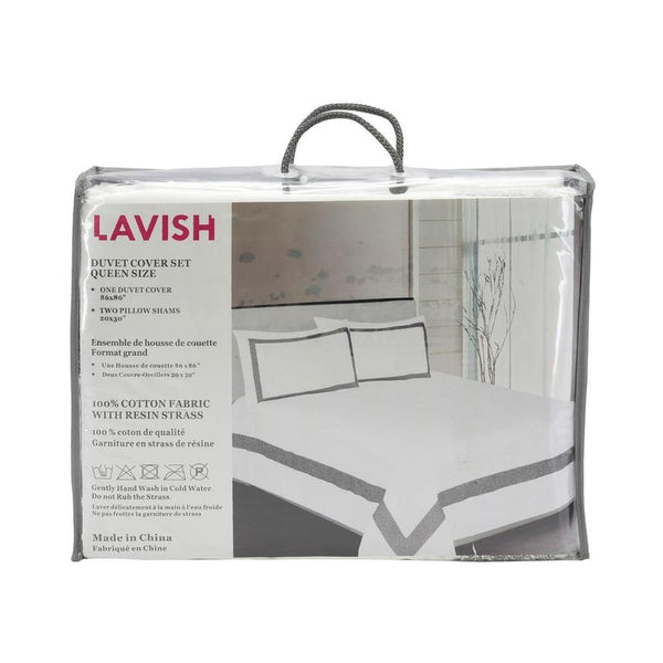 Auriel White Duvet Cover Set with crystals