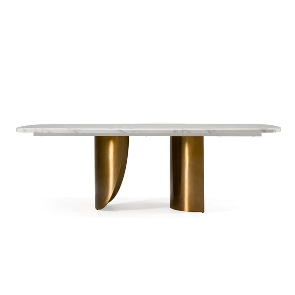 Sussex Glam Faux Marble + Gold Stainless Steel 94-Inch Dining Table