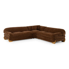 Take It Easy Light Brown  3-Piece Modular Corner Sectional Sofa