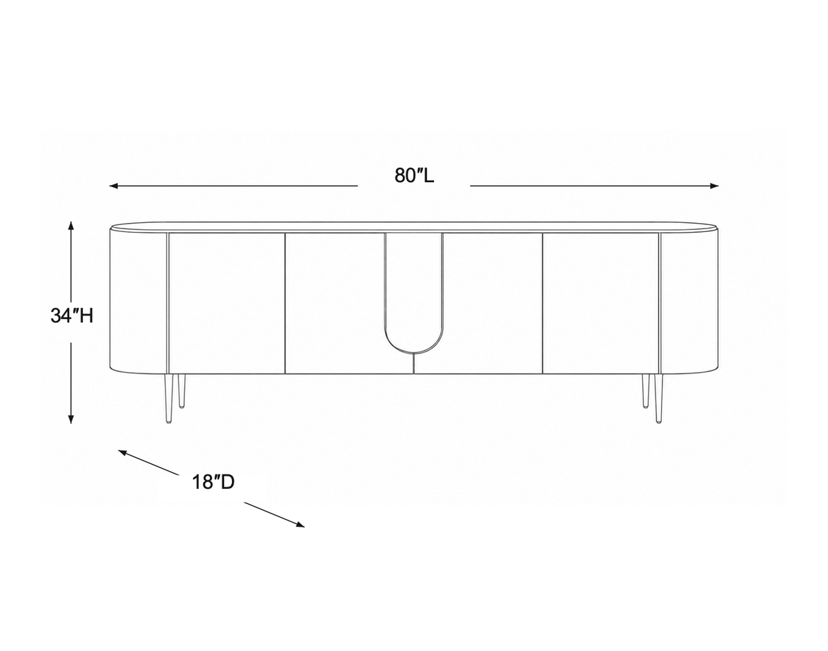 San Mateo Caramel Oak Sideboard dimension diagram