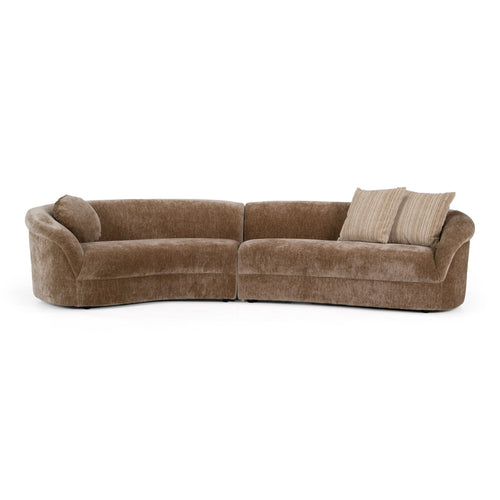 131" Hollis Modern Brown Fabric Curved Sectional Sofa
