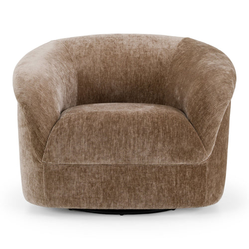 Hollis Modern Brown Fabric Swivel Accent Chair