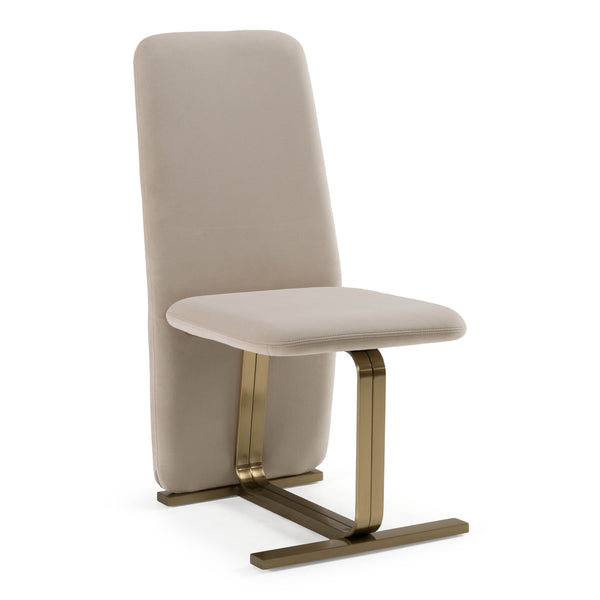 Uriel Light Beige Grey Velvet + Brushed Brass Dining Chair (Set of 2)
