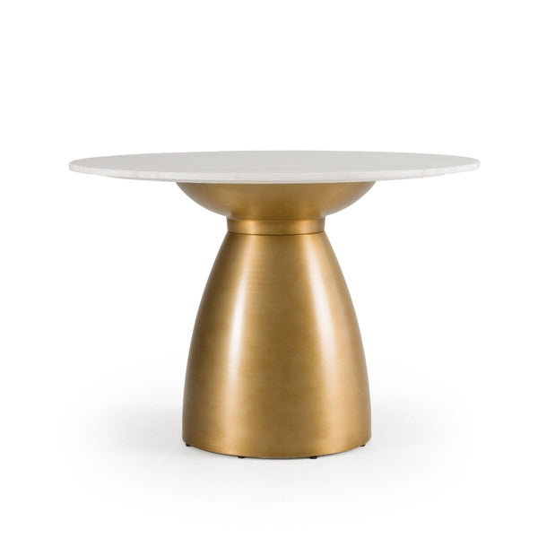 Barbican Glam White Marble + Gold Round Dining Table