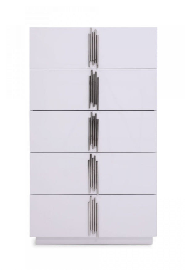 Entice Modern White & Stainless Steel Bed