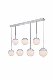 Solar 7 Lights Chrome Pendant With Frosted Glass