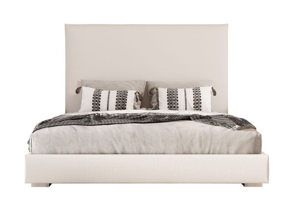 Elliot Italian Modern Beige Fabric High Headboard Bed