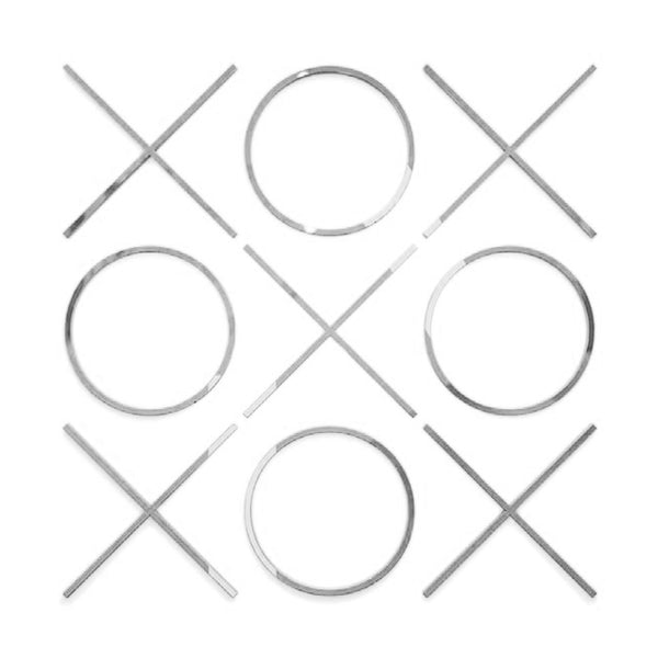 TIC TAC TOE Hanging Wall Decor -  XO set of 9 – SMALL SILVER
