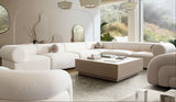 6Pc Serenity Corner Sectional in Ivory Sherpa Fabric