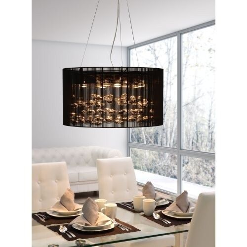 Dahlia Pendant Cylinder Shade - Black
