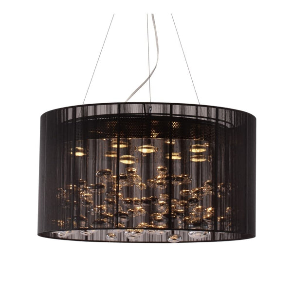 Modern Symmetry Pendant Symmetry 8 Light Pendant with Cylinder Shade - Black