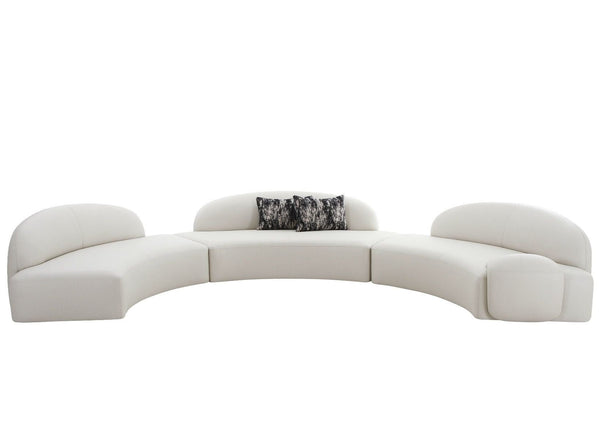 Audra 3Pc Cream Boucle Fabric Curved Sectional