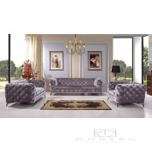 Capri Grey velvet sofa set  CHROME LEGS