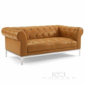 Cyprus Tufted Button Upholstered Leather Chesterfield Loveseat TAN