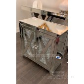Anzia 28" Crystal Mirrored 2 Door Cabinet