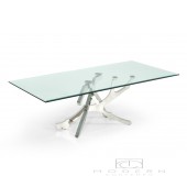  Alessio Modern Glass & Stainless Steel Dining Table