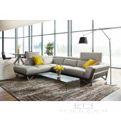 Victory Light Grey and Grey L shape  Left Arm Facing sectional  Full leather