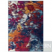 Saia Contemporary Modern Abstract Area Rug in Blue, Orange, Yellow, Red