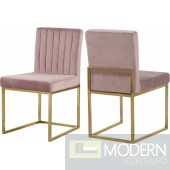Jean Marie PINK Velvet dining chair Set of 2 - Gold. Instore Item DMV deal