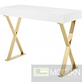 Modern Loyalty Office Desk/ Console in White Gold