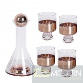  5Pc Luxury Rose Gold Glass Wine Bottle & Cup Whiskey Decanter Set 