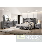 Hollywood Loft Bedroom Set Grey Velvet 