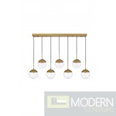 Solar 7 Lights Brass Pendant With Clear Glass