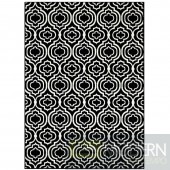 Imperial Frame Transitional Moroccan Trellis Area Rug in Black and White