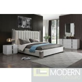 Entice Modern White & Stainless Steel Bedroom Set