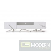 Alessio Modern White TV Stand Stainless Steel