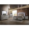 Modern Glam Metallic Silver Upolstered PU Style with LED Lighting on Headboard Set 