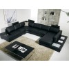 De Rossi- Modern Bonded Black Leather Sectional Sofa With Light