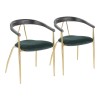 Angelina Chair in Green Velvet & Gold Metal - Set of 2 
