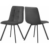 Lyon GREY Velvet Dining Chair - Set of 2 Matte Black