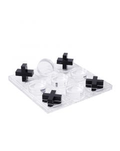 Embedded Clear Luxury BLACK X and Os Tic Tac Toe Game ACRYLIC