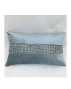 Light Blue Lavish Rhinestone Strip Pillow
